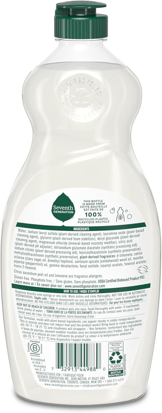 Seventh Generation Dish Soap Liquid Summer Orchard Scent Pack of 6 Dishwashing - Image 2