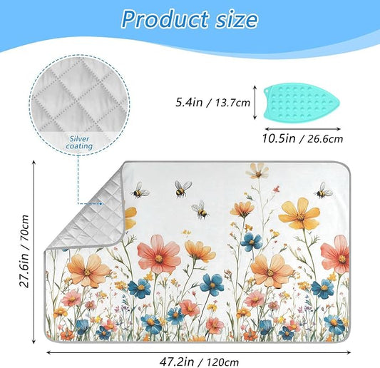 Yellow Wildflower Bees White Ironing Mat - Image 2