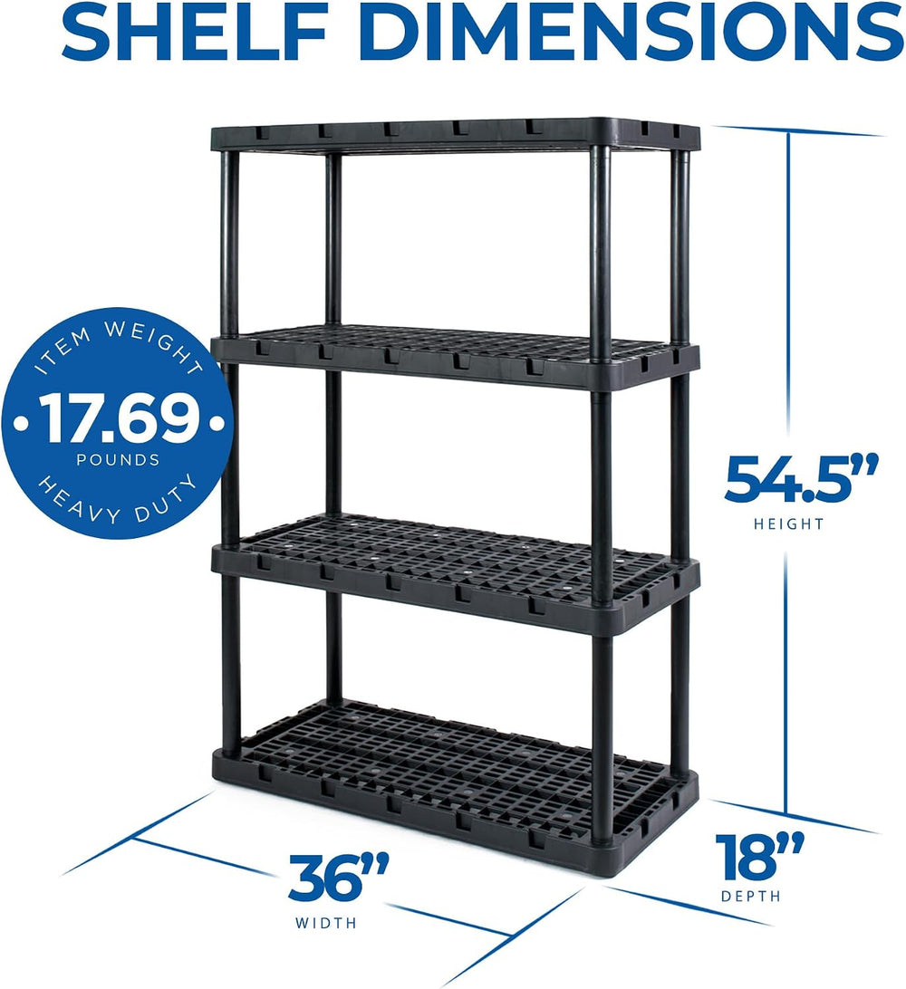 Gracious Living 4 Pack Heavy-Duty Storage Shelves, Knect-A-Shelf 4-Shelf Vent...