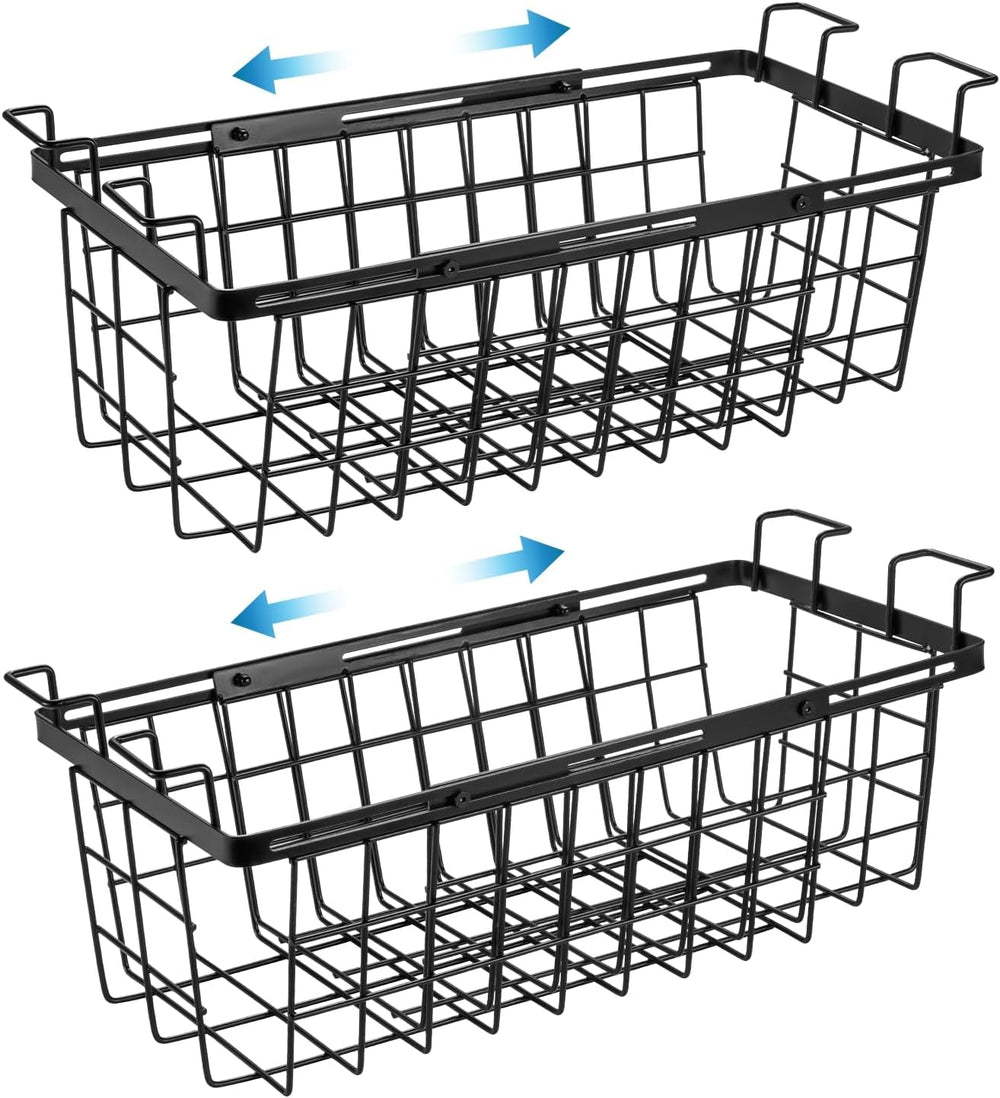 2 Pack Expandable Freezer Organizer Bins, Adjustable Wire Baskets for Chest F...
