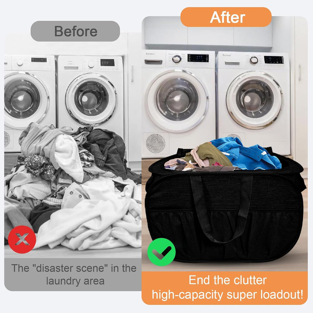 4 Pack Collapsible Laundry Baskets with Lid, Foldable Laundry Basket with 6 P...