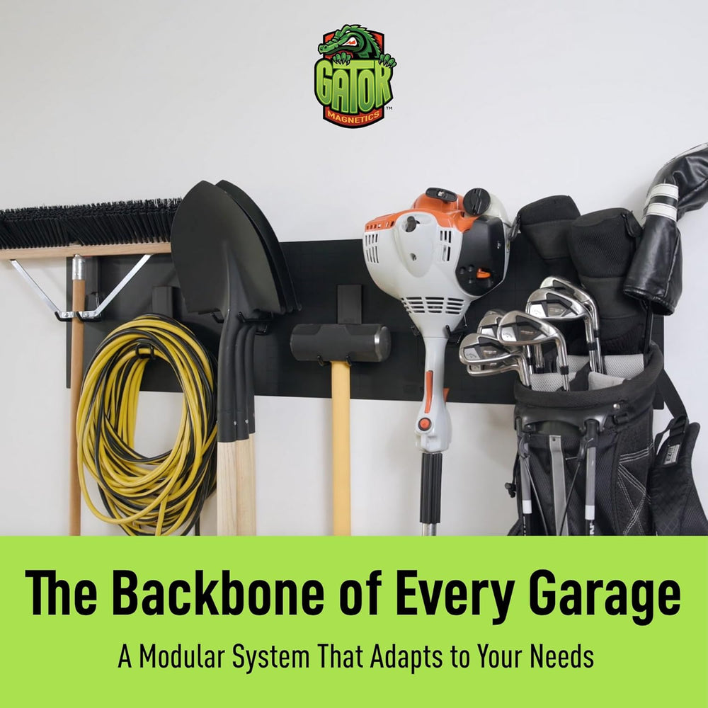 GATOR MAGNETICS Wall Kit: 3 Panels, 6 Magnetic Hooks – Garage Organizer