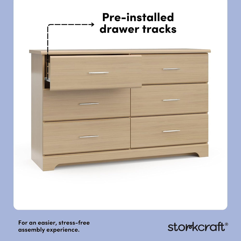 Storkcraft Brookside 6 Drawer Dresser, Driftwood