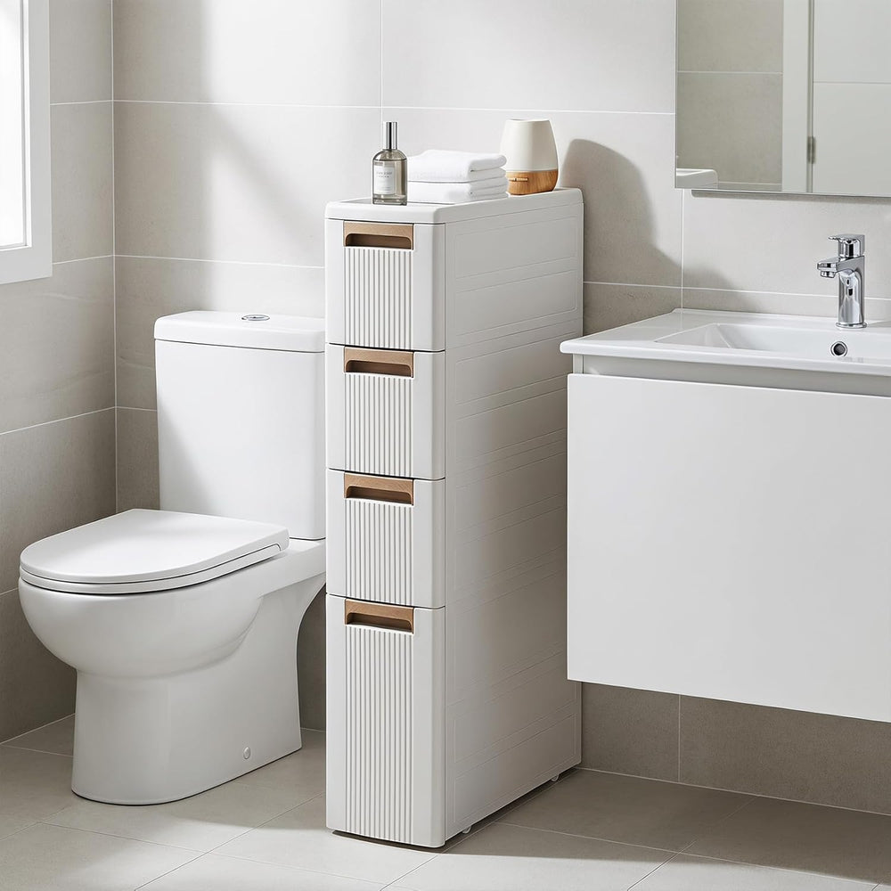 Byroce 4-Tier Narrow Storage Cabinet with Wheels, Slim Rolling Plastic Drawer...