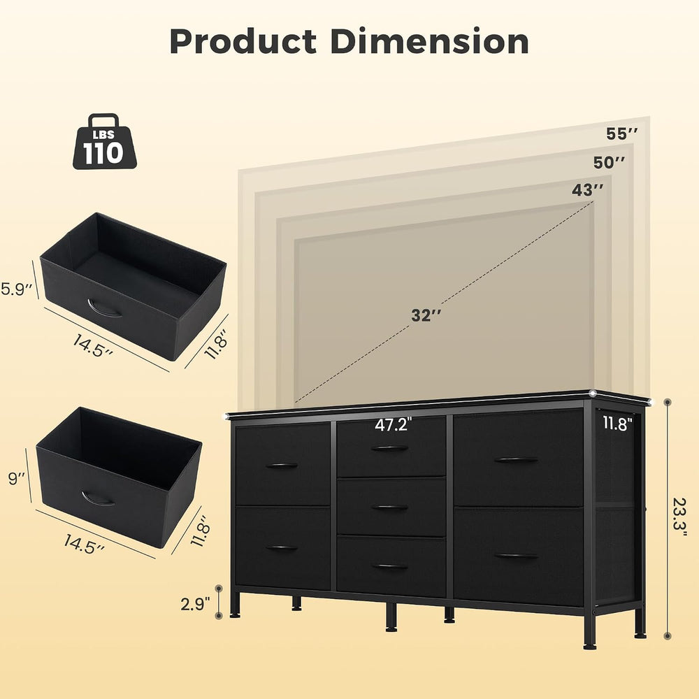 DUMOS 7 Drawer Fabric Dresser, Clothes Organizer Storage Tower for Bedroom