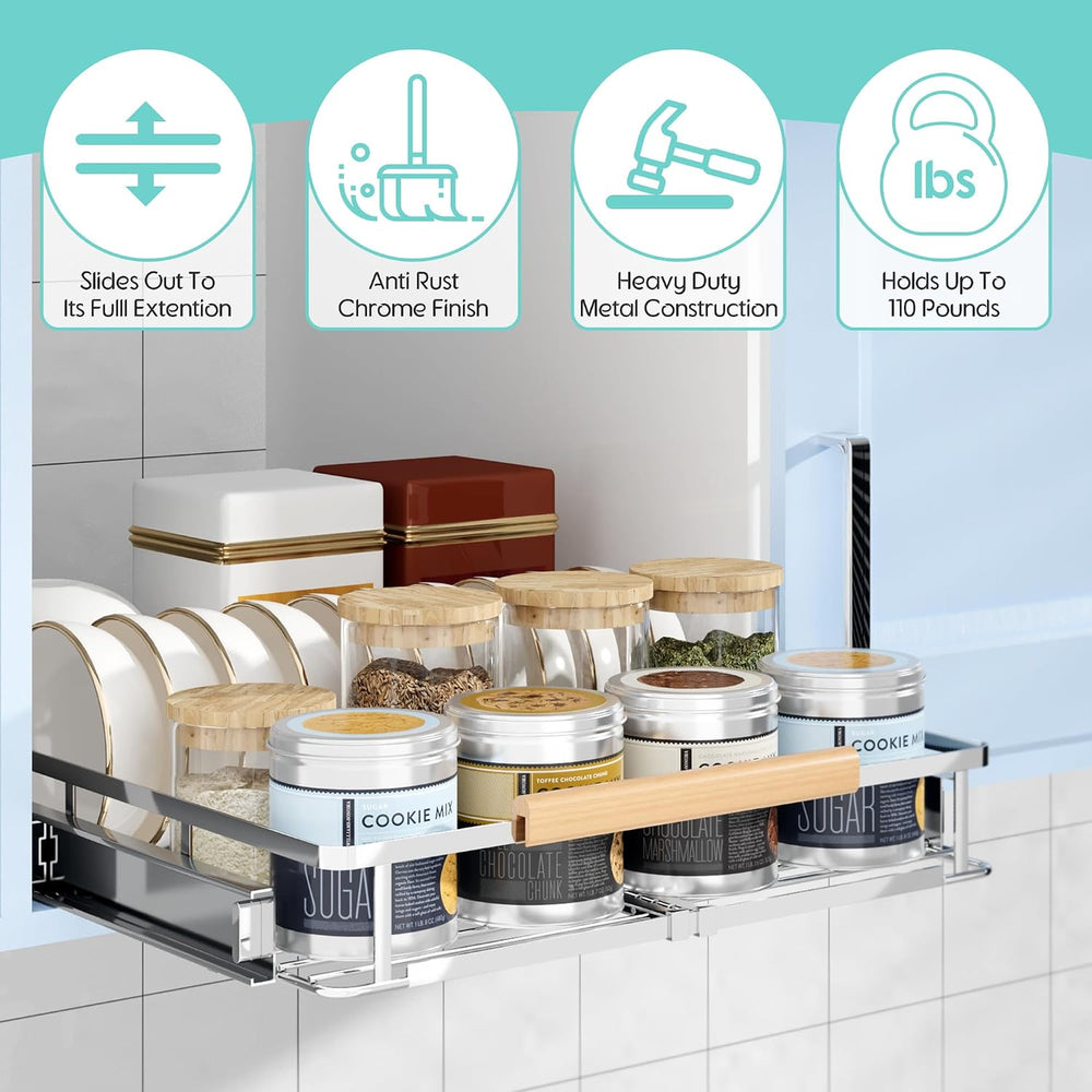2Pack Expandable Pull Out Cabinet Organizer, 23.2-39.9" W x 22.5" D