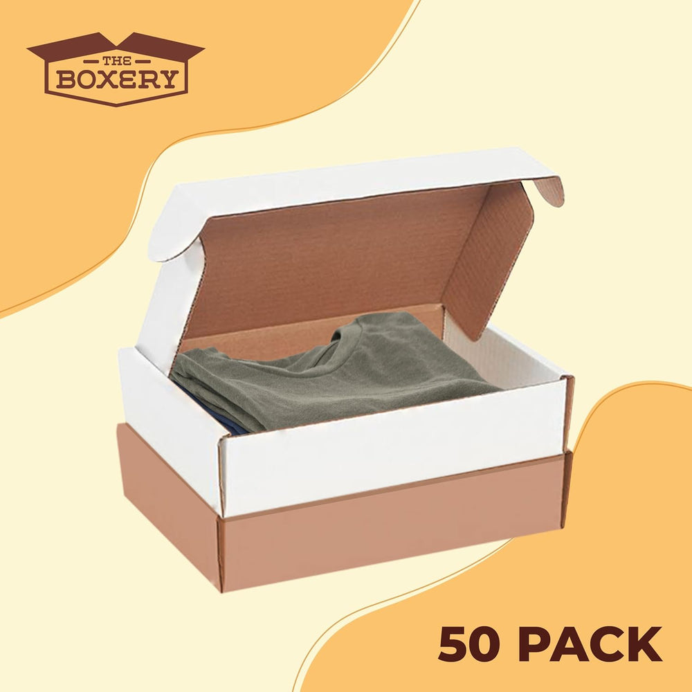The Boxery 14 x 3 3/4 x 2 3/4 Inch-50-Pack, White Corrugated Shipping Box Mai...