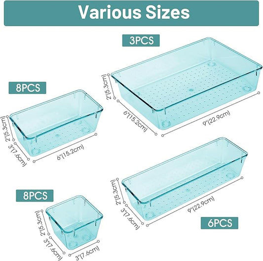 WOWBOX 25 PCS Plastic Drawer Organizer Set, 4 Sizes Desk Drawer Divider - Image 2