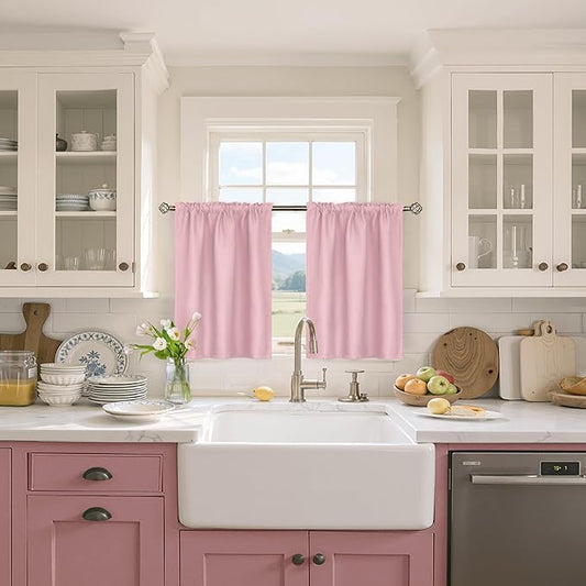 BGment Baby Pink Blackout Curtains 36 Inch Length - Image 2