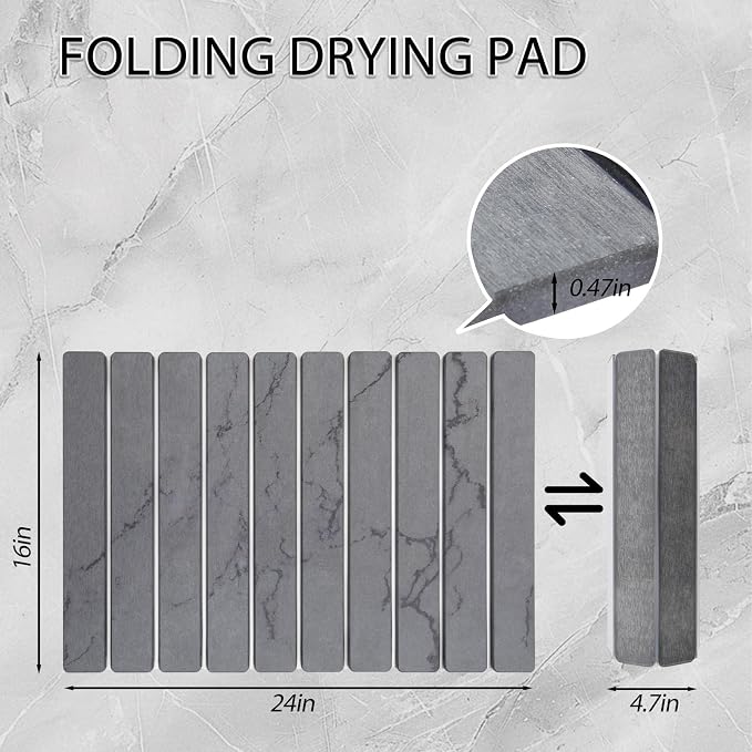 Stone Drying Mat for Kitchen Counter 24"×16", Large Dish Drying Mat - Image 6