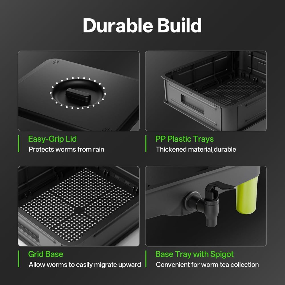 5-Layer Worm Compost Bin, 85L Worm Farm for Outdoor Composting