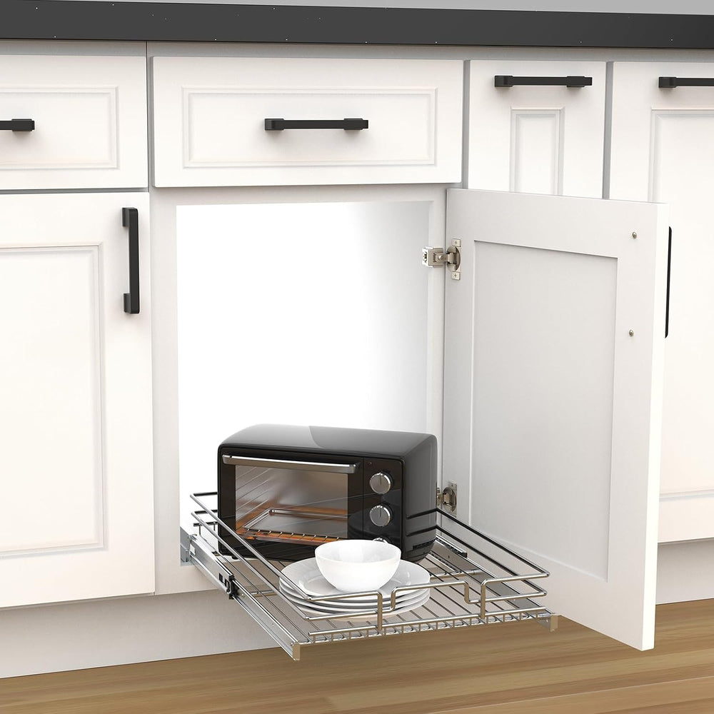 Pull Out Cabinet Organizer, Heavy-Duty Metal Sliding Drawer Shelf for Kitchen...