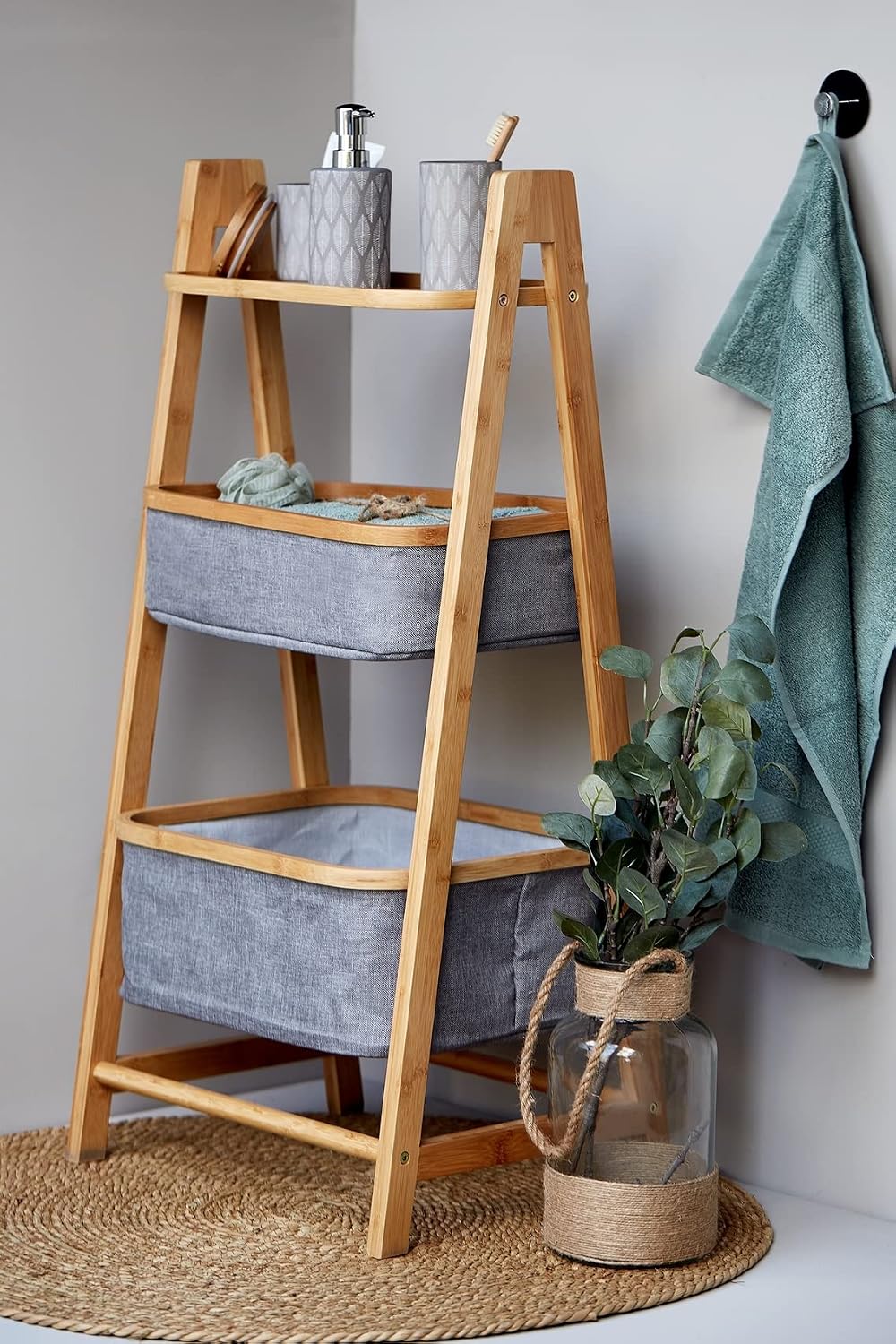 WENKO Shelving Unit with Two Storage Baskets, Open Shelf for Bathroom, Bedroo...