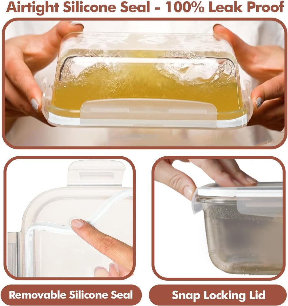 Razab 16 Pc (Set of 8) 30 Oz Glass Meal Prep Containers with Lids, Airtight L...