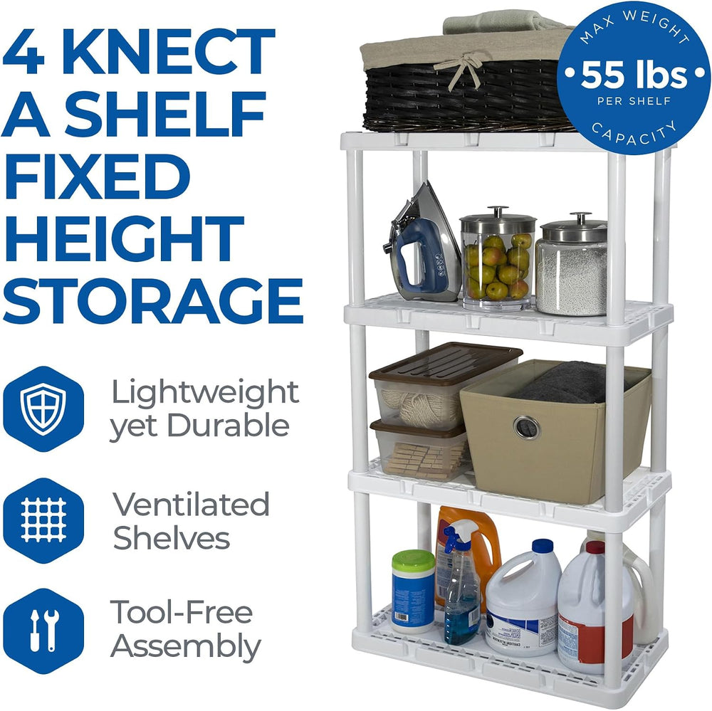 Gracious Living 3 Pack Light Duty Storage Shelves, Knect-A-Shelf 4-Shelf Vent...