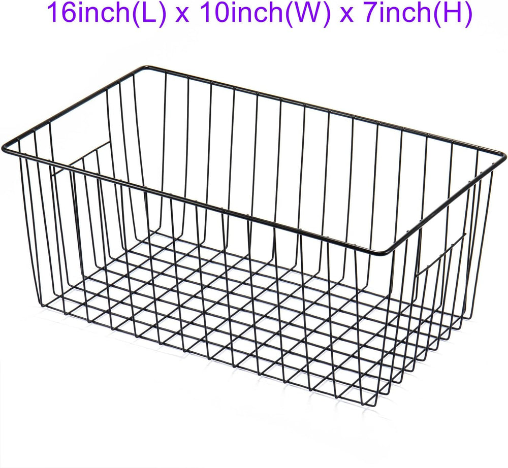 16inch Freezer Wire Storage Organizer Baskets, Household Refrigerator Bin wit...