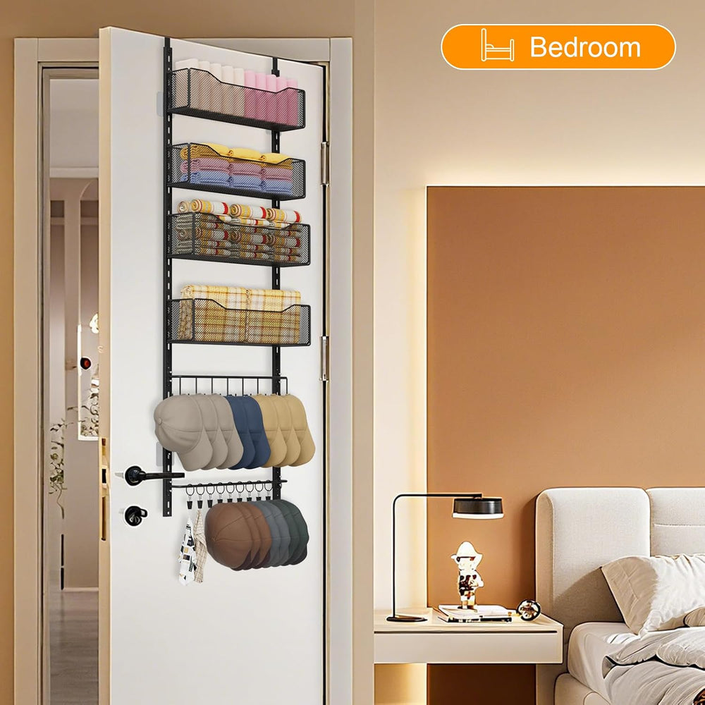 Over the Door Organizer, 2 in 1 Metal Hanging Closet Organizer & Hat Rack...