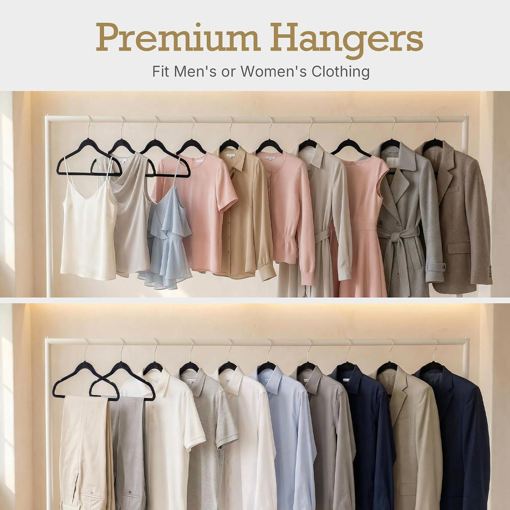HOUSE DAY Black Velvet Hangers 120 Pack, Premium Clothes Hangers Non-Slip Fel...