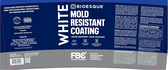 Bioesque Mold Resistant Coating, Water-Resistant, Stain-Blocking, Fast-Drying - Image 2
