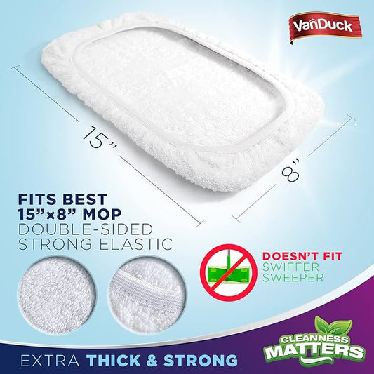 VanDuck 100% Cotton Terry Cloth Mop Pads 15x8 Inch 6-Pack - Image 2