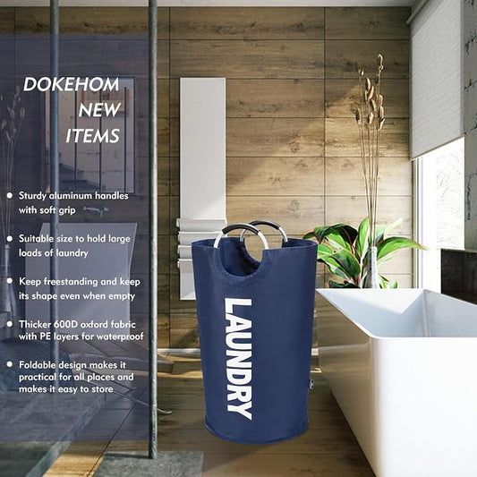 DOKEHOM 90L Large Laundry Basket, Collapsible Laundry Bag, Freestanding Tall - Image 2