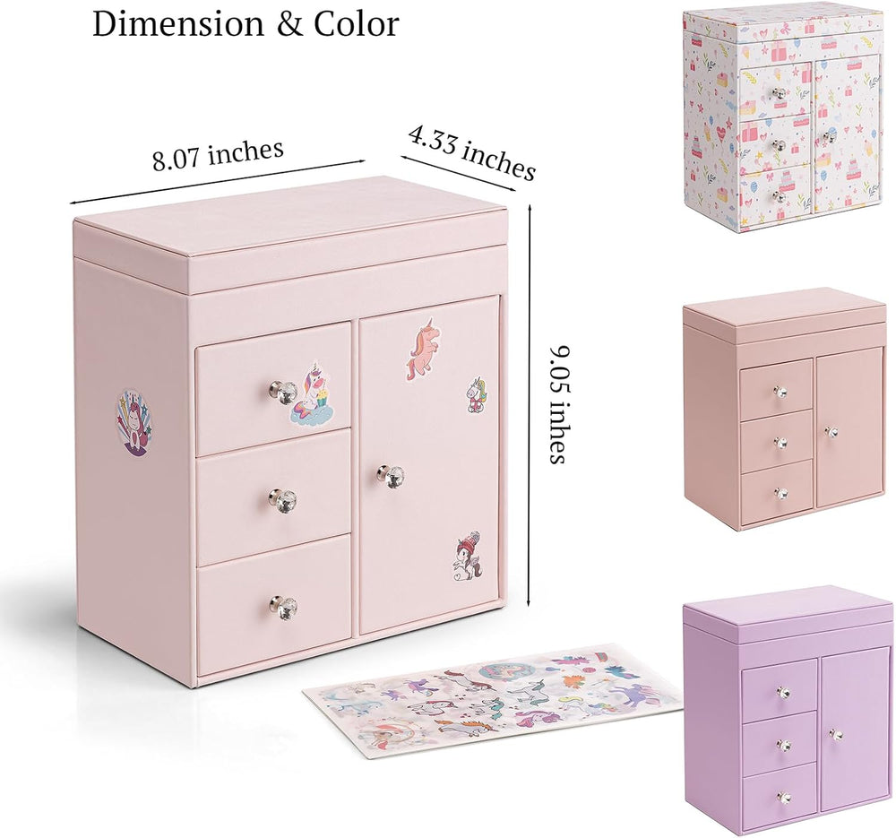 VLANDO Musical Jewelry Box, Upright Rectangular, Barely Pink