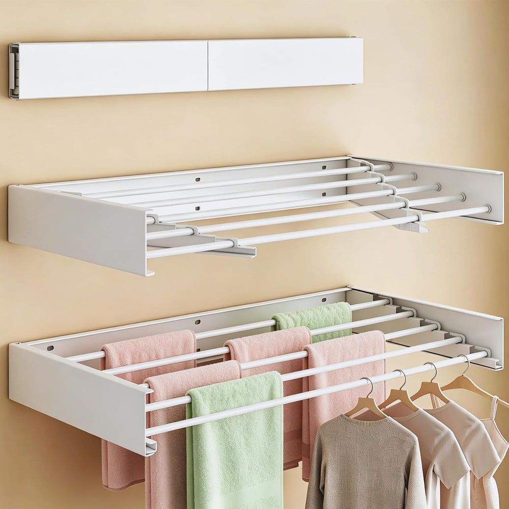31.5” Wide Wall Mounted Foldable Clothes Drying Rack
