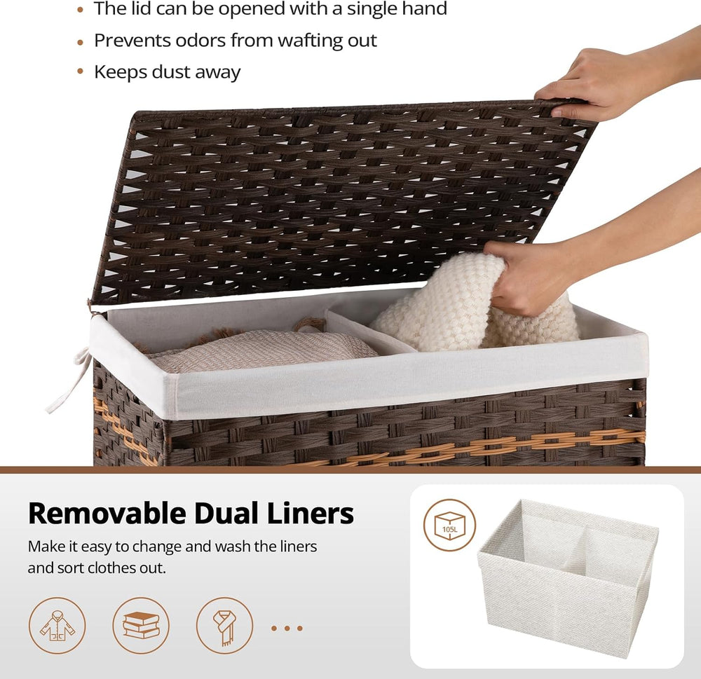 OIAHOMY Storage Basket with Lid, 27.7 Gallon (105L) Blanket Basket with Remov...