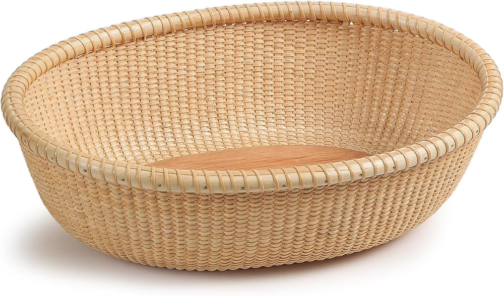 Nantucket-style basket Cane-on-cane weave Fruit Basket Bread Tray for Cake Ki...