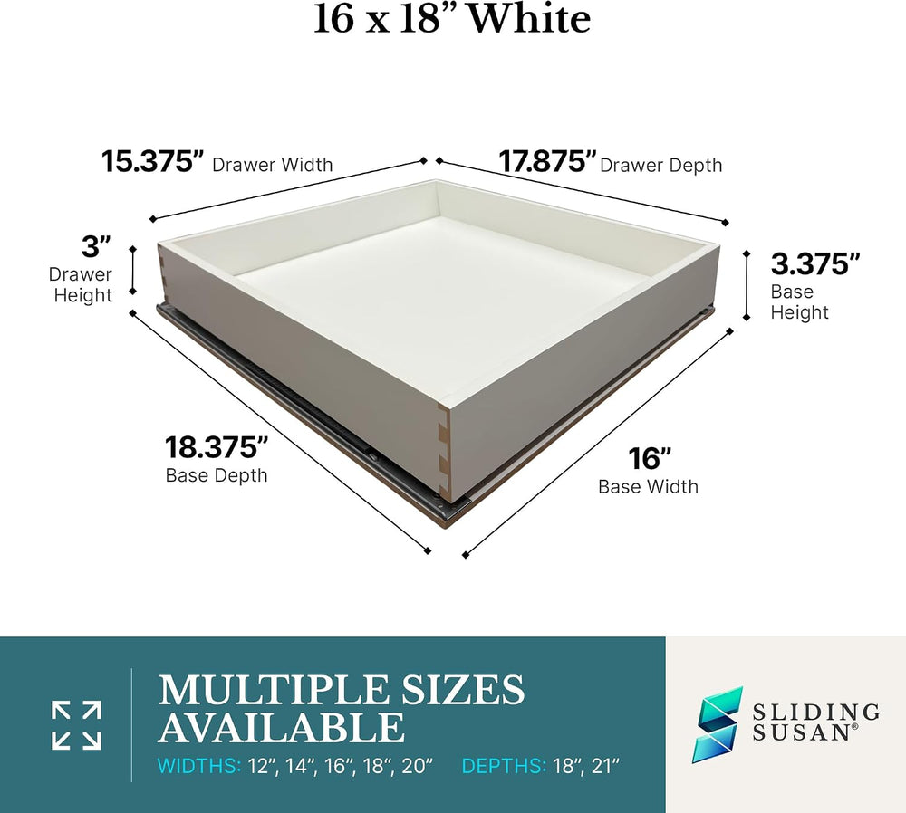 SlidingSusan White Melamine Pull-Out Cabinet Drawer Organizer 16" W x 18...