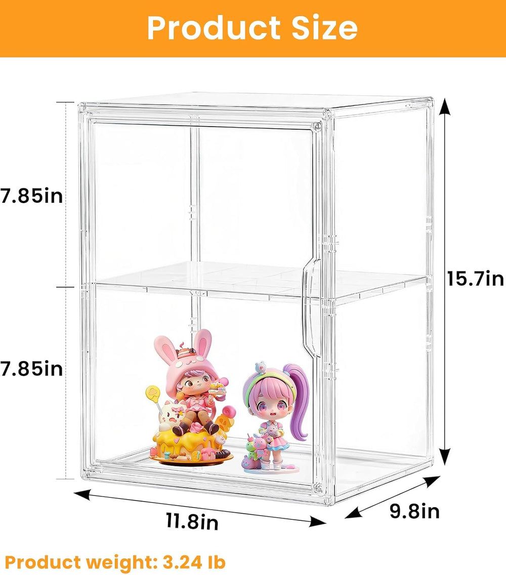 XXX-Large Clear Stackable Acrylic Display with Lid & Magnetic Door - 2-Ti...