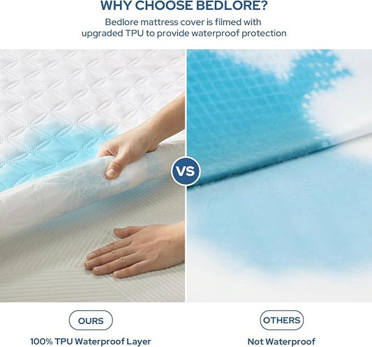 BEDLORE Waterproof Mattress Protector, Twin Size Mattress Pad - Image 2