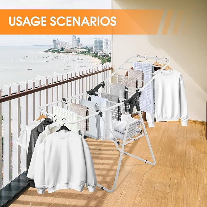 Clothes Drying Rack, Metal Foldable Laundry Drying Rack, - Image 8