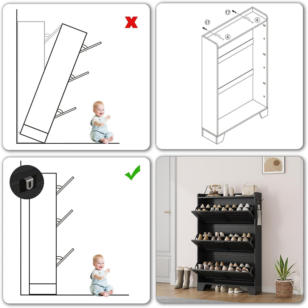 IDEALHOSUE Shoe Cabinet Storage for Entryway, Slim Shoe Storage Cabinet with ...