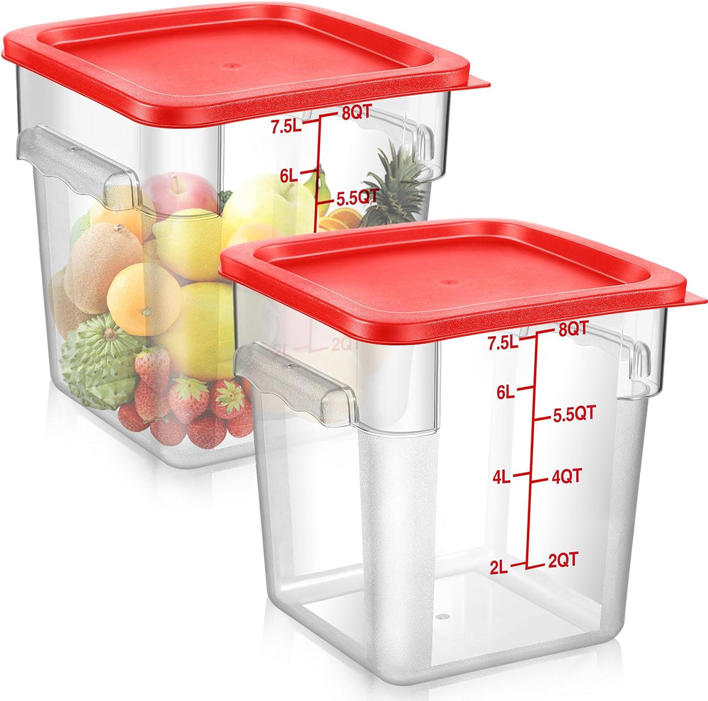 Suclain 2 Pcs Square Food Storage Container Polycarbonate Clear Food Containe...