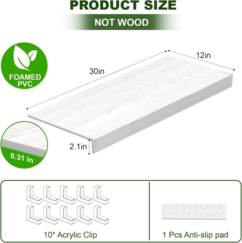 Wire Shelf Cover, PVC Wire Rack Covers for Pantry 30" W X 12" D