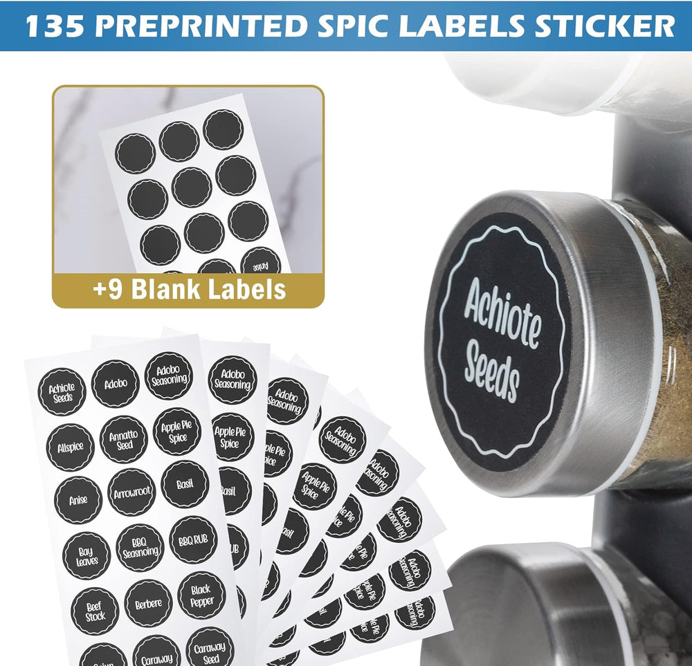 Tianifa Black Countertop Revolving Spice Rack, Empty 20-Jars Rotating Spice R...
