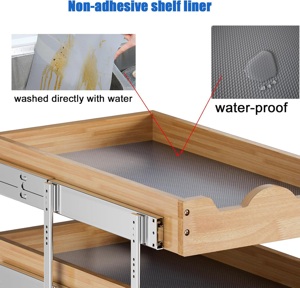 DINDON 3 Tier Pull Out Cabinet Organizer 11” W X21” D Slide Out Wood Drawer W...