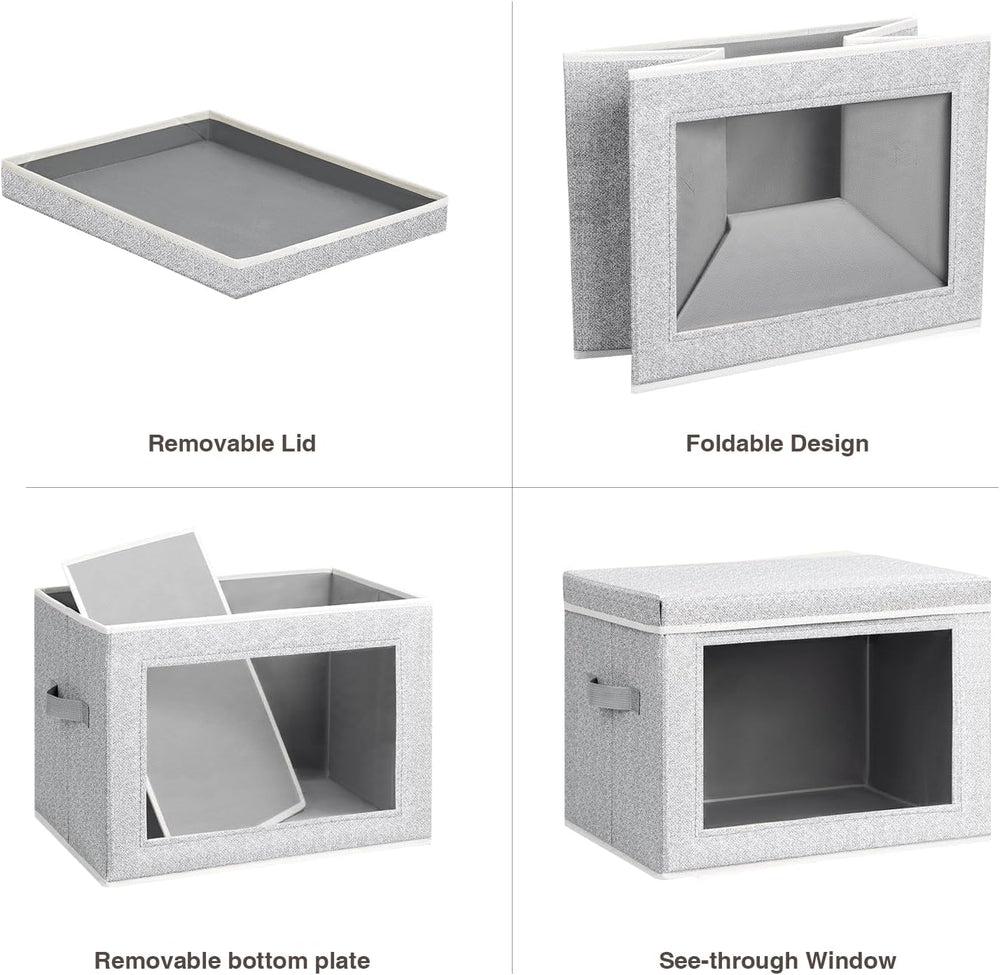 Homsorout Stackable Storage Bins with Lids - Large Decorative Basket with Lid...