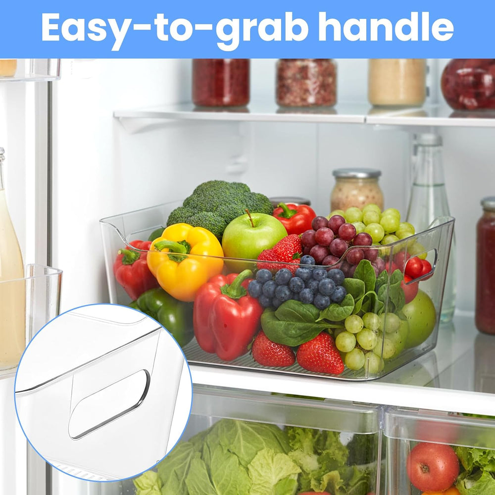 6 Set Storage Bins, Clear Plastic Organizers, with Handles