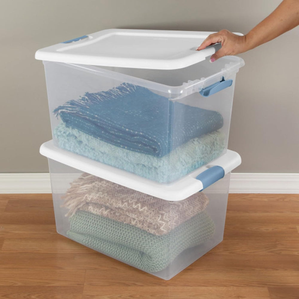 Sterilite 24-Pack Latching Box, Under Bed Storage Bins with Lids, Clear Plast...