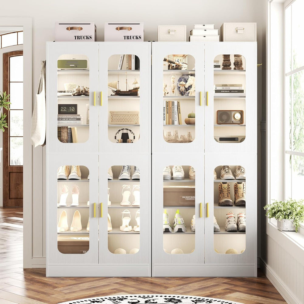 Cyclysio 67" Display Cabinet with PC Doors & LED Lighting, White