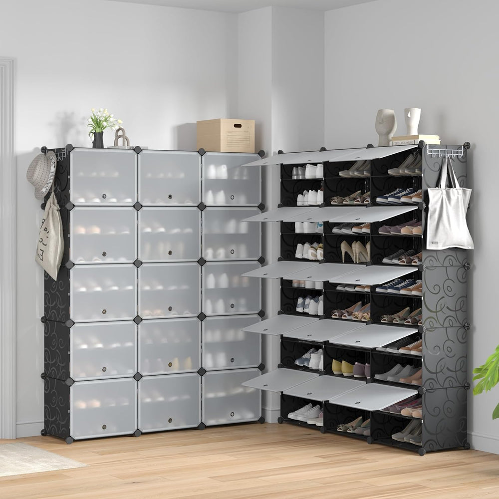 Mondeer Shoe Rack, Plastic Shoe Cabinet, 10 Levels, Shoe Rack Organiser Holds...