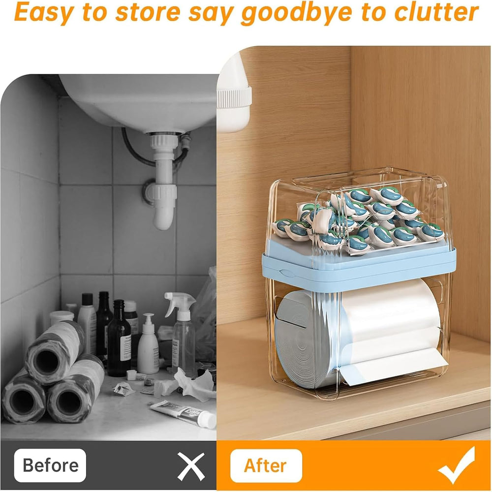 2-in-1 Trash Bag Holder Laundry & Dishwasher Pods Container,Garbage Bag D...
