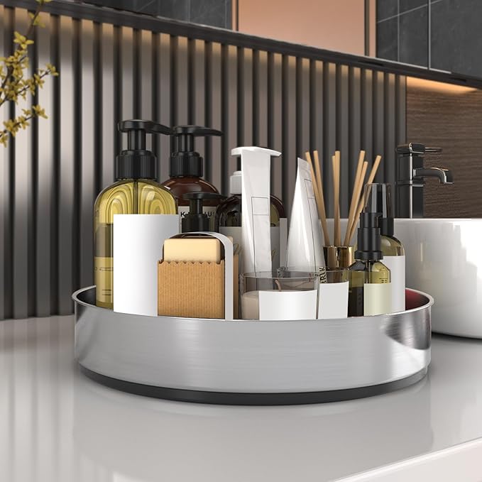VAEHOLD Pantry Cabinet Lazy Susan Stainless Steel Black Spice Rack Turntable - Image 6