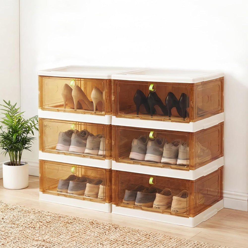 Shoe Rack Organizer for Entryway/Closet,Stackable Magnetic-Door Shoe Boxes,Fo...