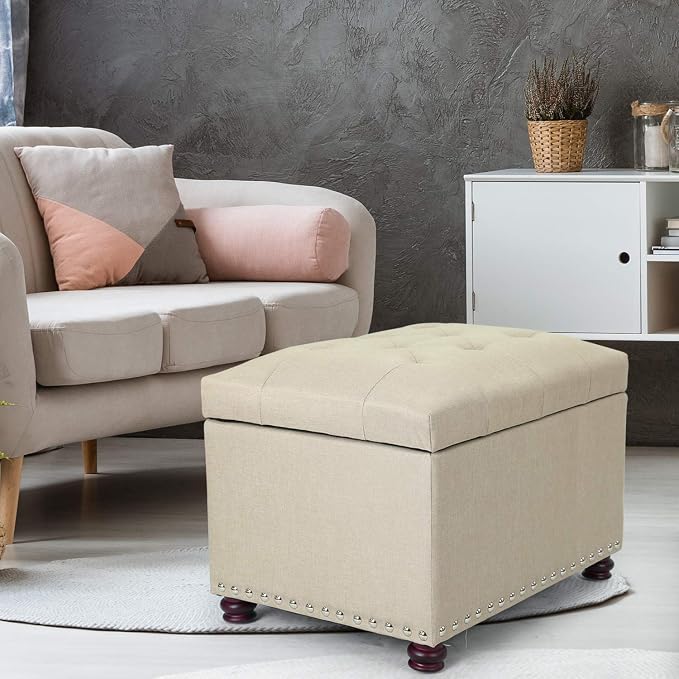 Joveco Storage Ottoman Bench Rectangular Fabric Organization Tufted Footrest - Image 8