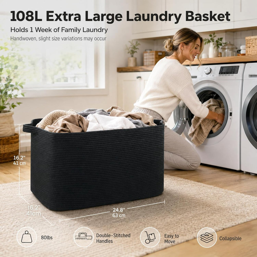 OIASKET 108L Extra Large Blanket Basket Living Room, 24.8" x 16.2" ...