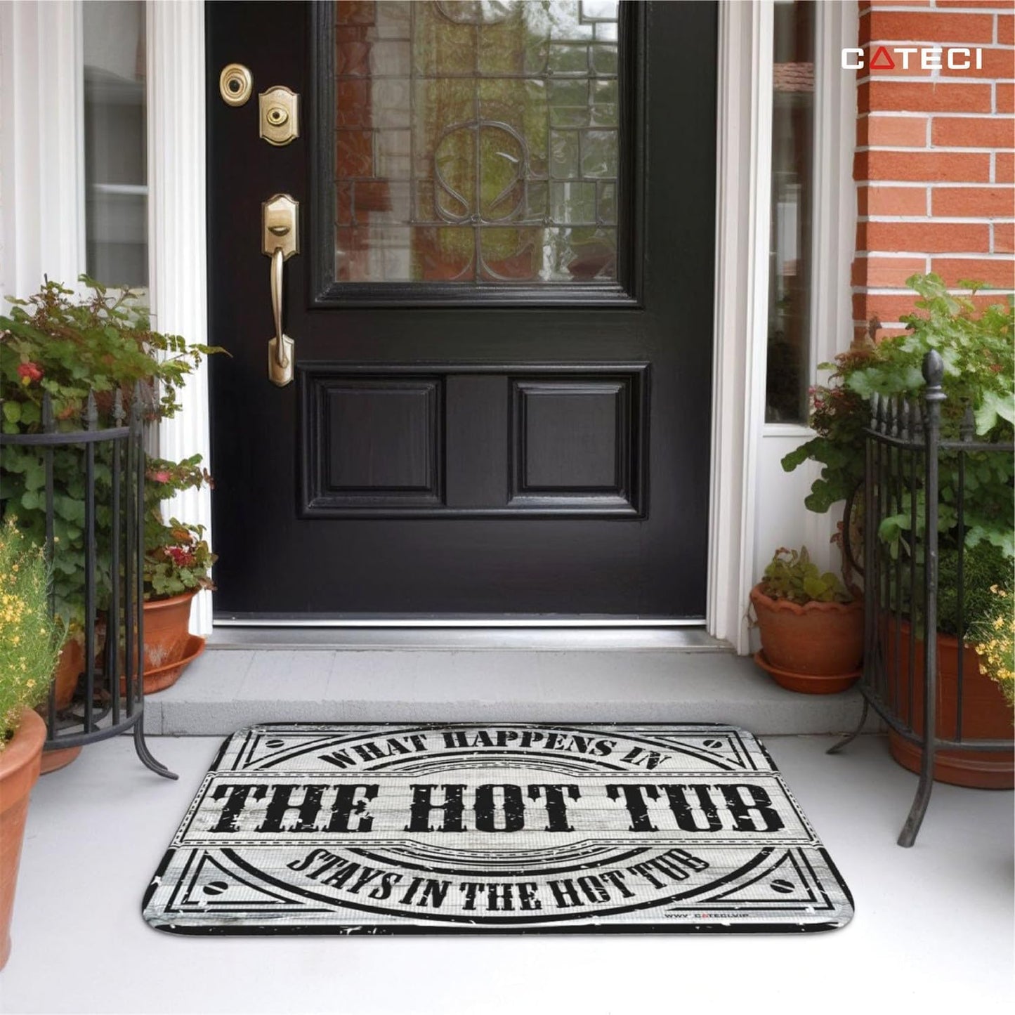 Nukan Funny What Happens in The Hot Tub Stays in The Hot Tub Bathroom Rug - 20x32in Faux Cashmere Floor Mat - Non-Slip Absorbent Bath Mat Cute Hot Tub Decor & Housewarming Gift for Hot Tub Owners