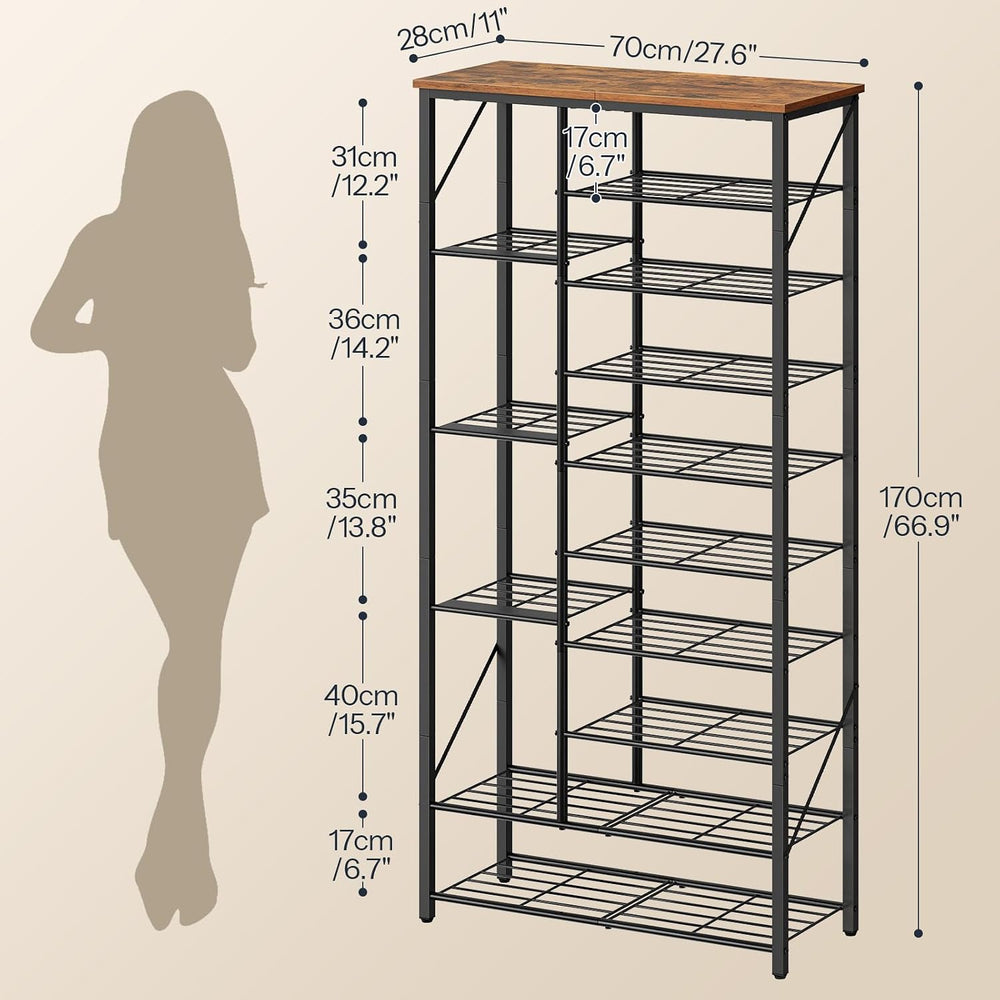 HOOBRO 10 Tier Shoe Rack for Entryway, Large Capacity Tall Shoe Storage